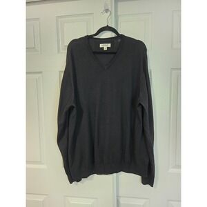 Goodthreads Mens XXL Black 100% Merino Wool V-Neck Long Sleeve Knit Sweater